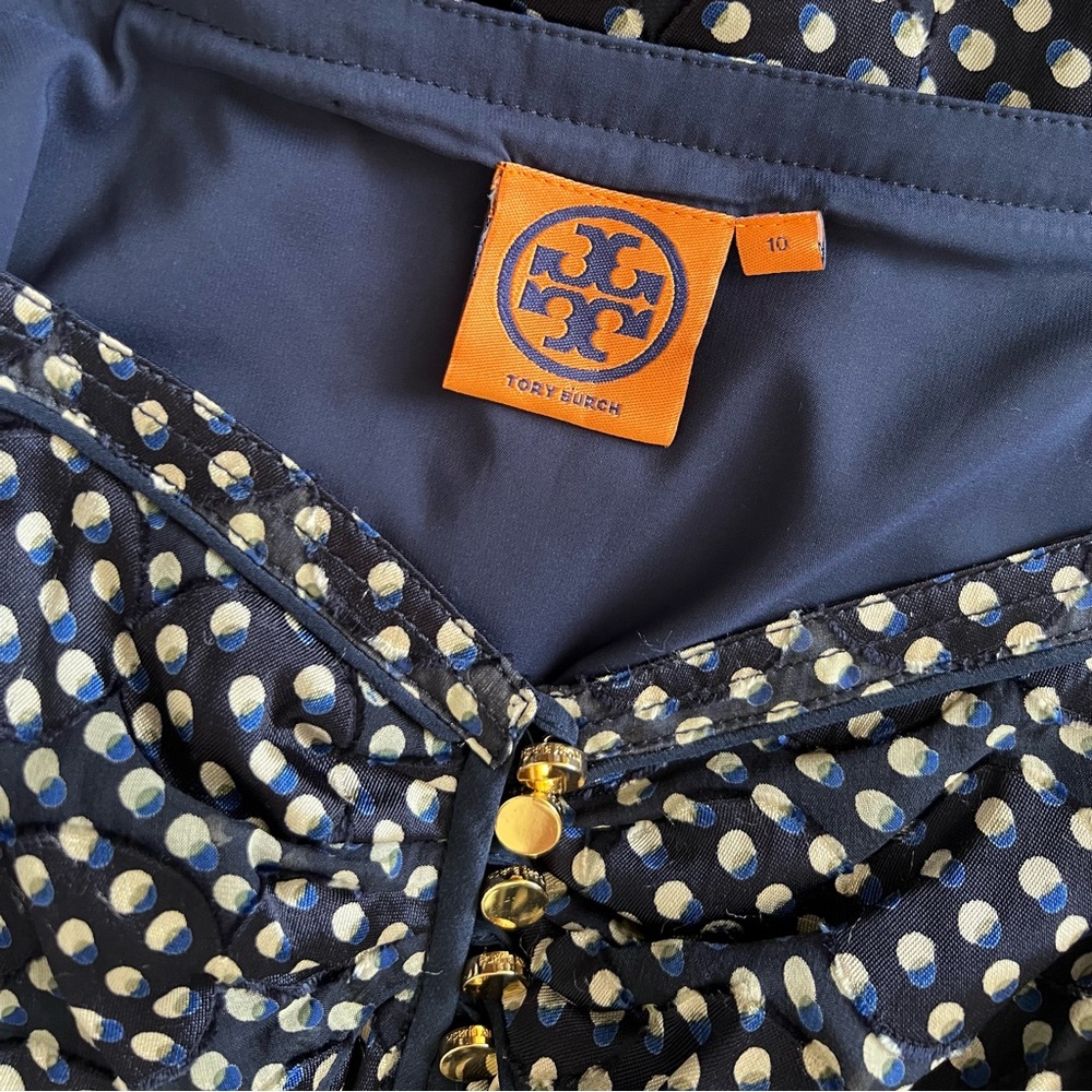 Tory Burch Silk Polka Dots Tea Length Dress with Shaw NWOT - Picture 11 of 15